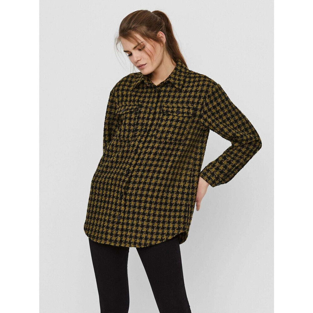 Vero Moda Oversize Houndstooth Plaid Shirt Jacket Fir Green Size 2 US